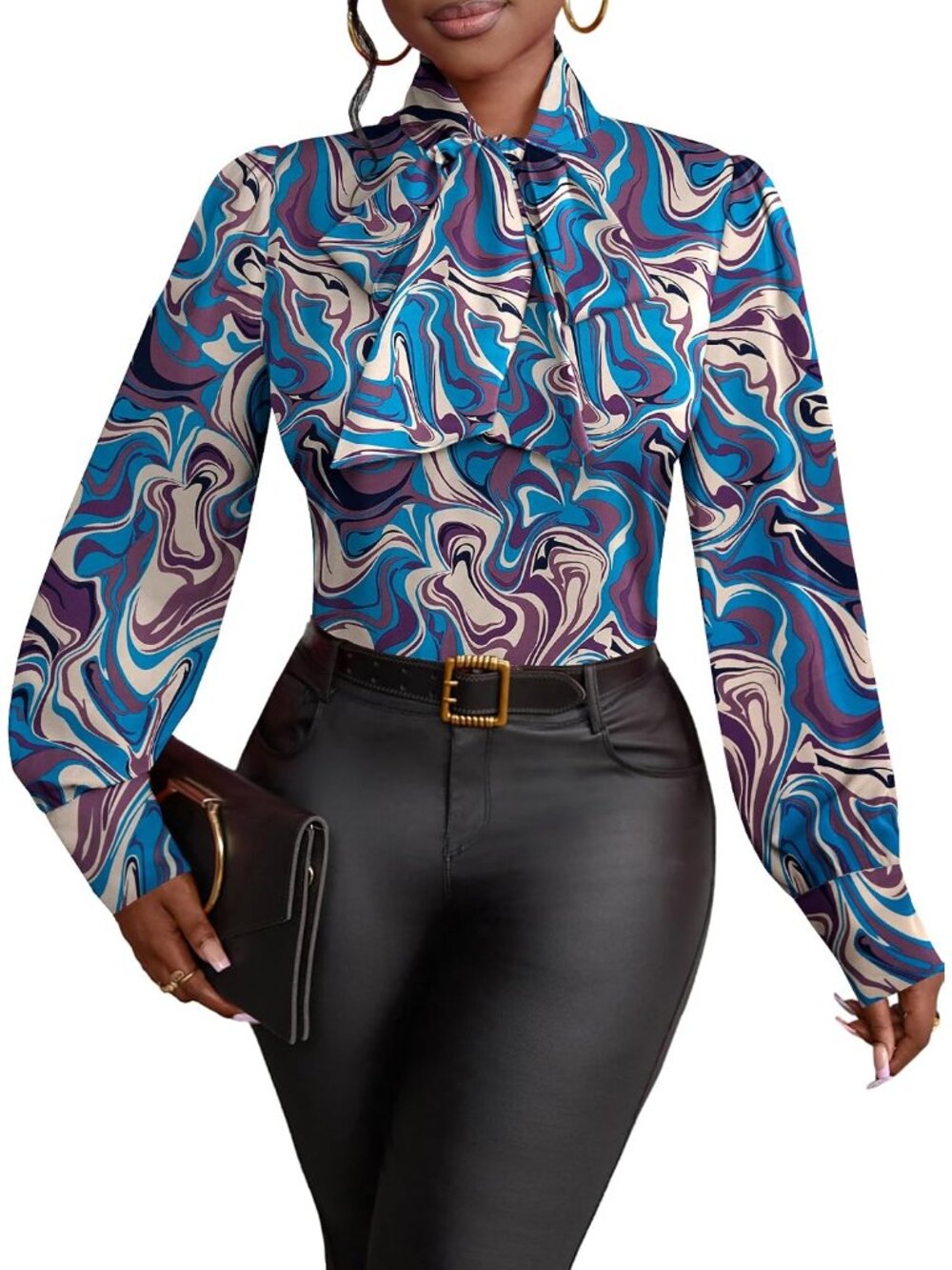 Women's Bow Tie Neck Elegant Blouse